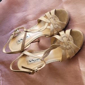 Nina gold strappy Heels